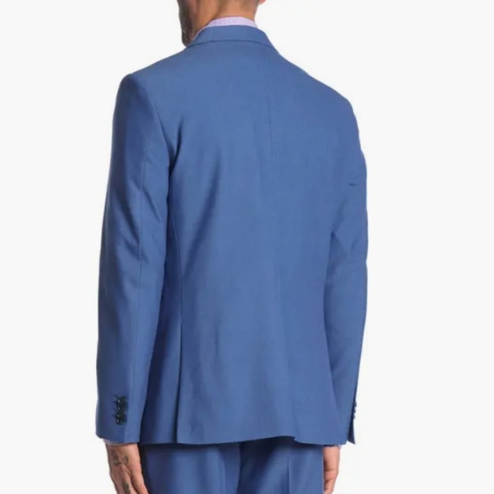 Hoxton Blue Solid Two Button Notch Lapel Slim Fit… - image 2